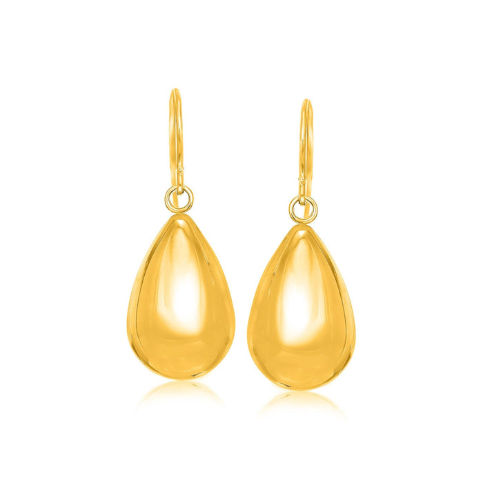 14k Yellow Gold Polished Teardrop Motif Drop Earrings by Avera Group