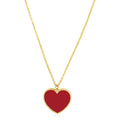 14k Yellow Gold High Polish Heart Red Cornelia Paste Necklace by Avera Group