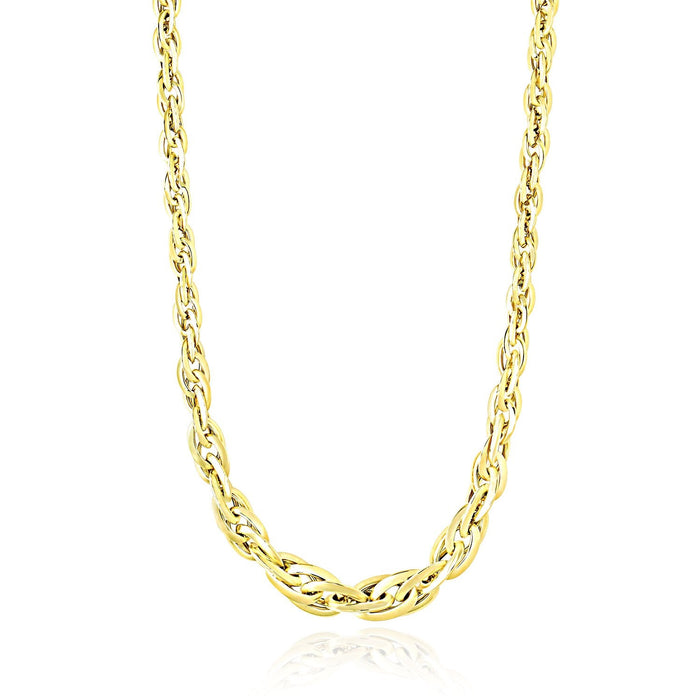 Polished Double Oval Link Chain Necklace in 14k Yellow Gold by Avera Group