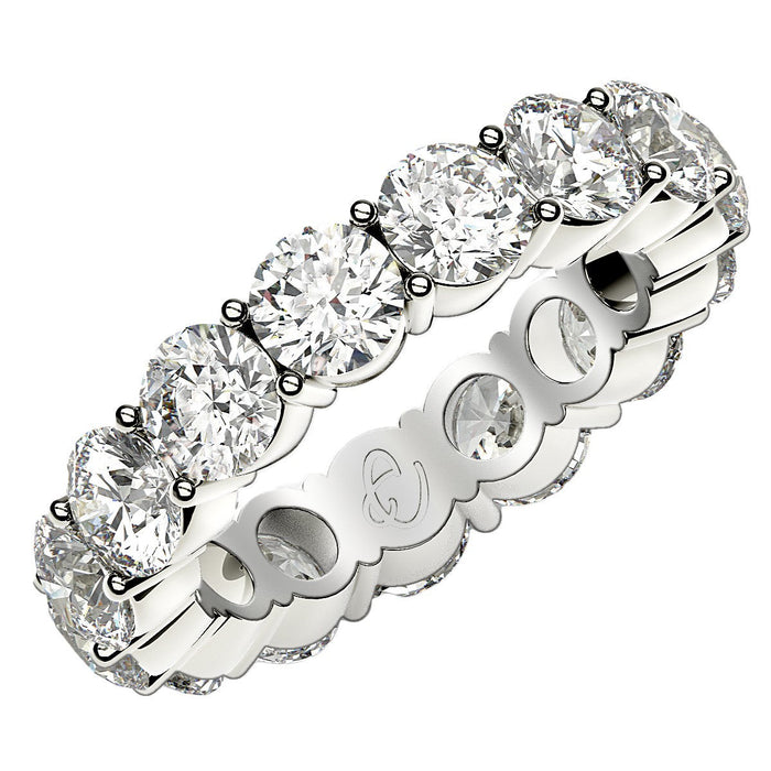 Round Cut Lab Grown Diamond Eternity Ring in 14k White Gold (5 cttw FG/VS2) by Avera Group