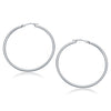10k White Gold Polished Hoop Earrings (2x40 mm)