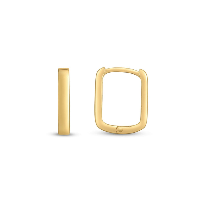 14k Yellow Gold Small Square Huggie Hoops by Avera Group