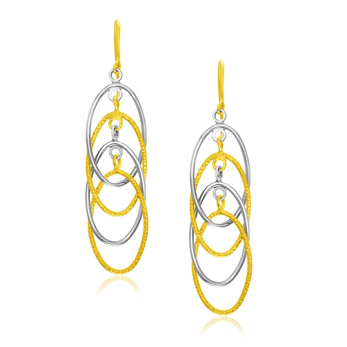 14k Two-Tone Gold Multiple Layer Interlaced Earrings by Avera Group