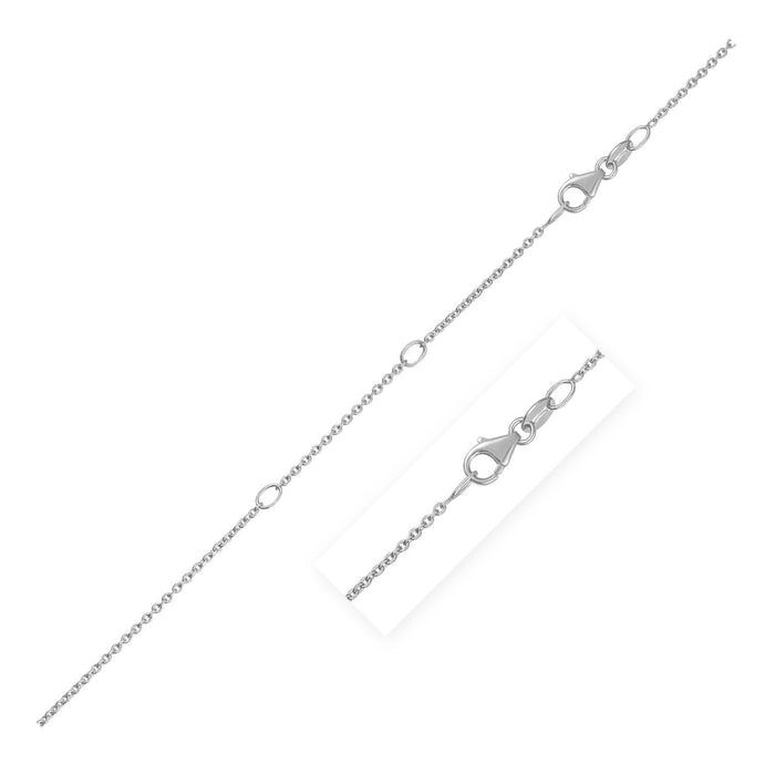 Double Extendable Diamond Cut Cable Chain in White Gold (1.30 mm) by Avera Group