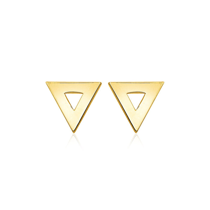 14 k Yellow Gold Polished Open Triangle Post Earrings by Avera Group