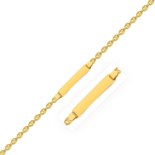 14k Yellow Gold Puffed Mariner Link Childrens ID Bracelet (3.30 mm) by Avera Group