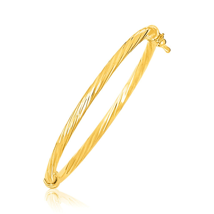 14k Yellow Gold Children's Bangle with Spiral Motif Style by Avera Group