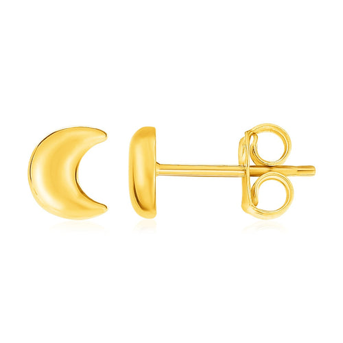 14k Yellow Gold Post Earrings with Moons by Avera Group