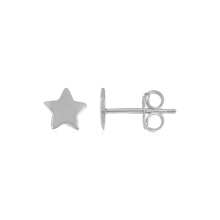14k White Gold Post Earrings with Stars by Avera Group
