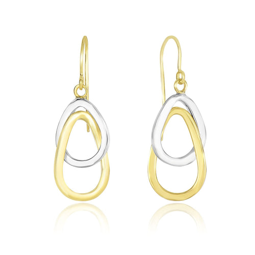 14k Two-Tone Gold Interlaced Open Teardrop Drop Earrings by Avera Group