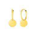 14k Yellow Gold Huggie Style Hoop Earrings with Circle Drops by Avera Group