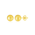 14K Yellow Gold Ball Earrings with Linear Texture by Avera Group