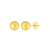 14K Yellow Gold Ball Earrings with Linear Texture(5mm)