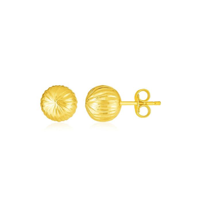 14K Yellow Gold Ball Earrings with Linear Texture(5mm) by Avera Group