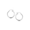 Sterling Silver Polished Hoop Motif Earrings with Rhodium Plating (3x20mm)