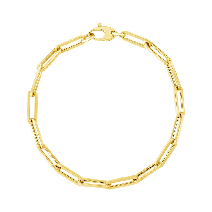 14K Yellow Gold Bold Paperclip Chain Bracelet by Avera Group