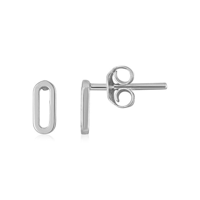 14k White Gold Paperclip Link Stud Earrings by Avera Group