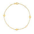 14k Yellow Gold Pearl Clover Bracelet by Avera Group