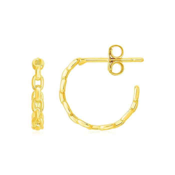 14k Yellow Gold Delicate Chain Hoop Earrings by Avera Group