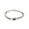 Woven Rope Bracelet with Black Sapphire X Accents in Sterling Silver by Avera Group