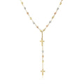 14k Tri-Color Gold Rosary Chain Necklace by Avera Group