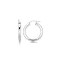 Sterling Silver Rhodium Plated Thick Style Polished Hoop Earrings (25mm) by Avera Group
