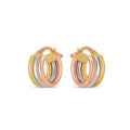 14k Tri Color Gold Trilogy Hoops by Avera Group