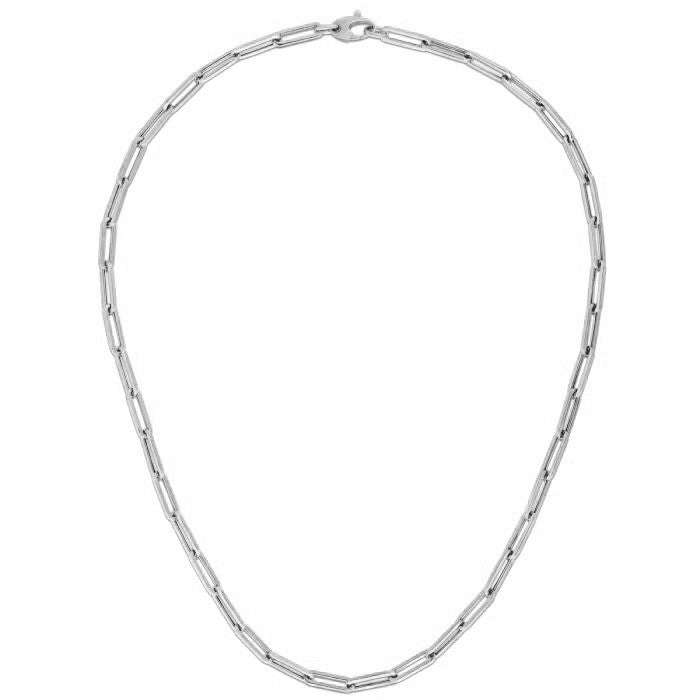 14k White Gold Bold Paperclip Chain (4.20 mm) by Avera Group