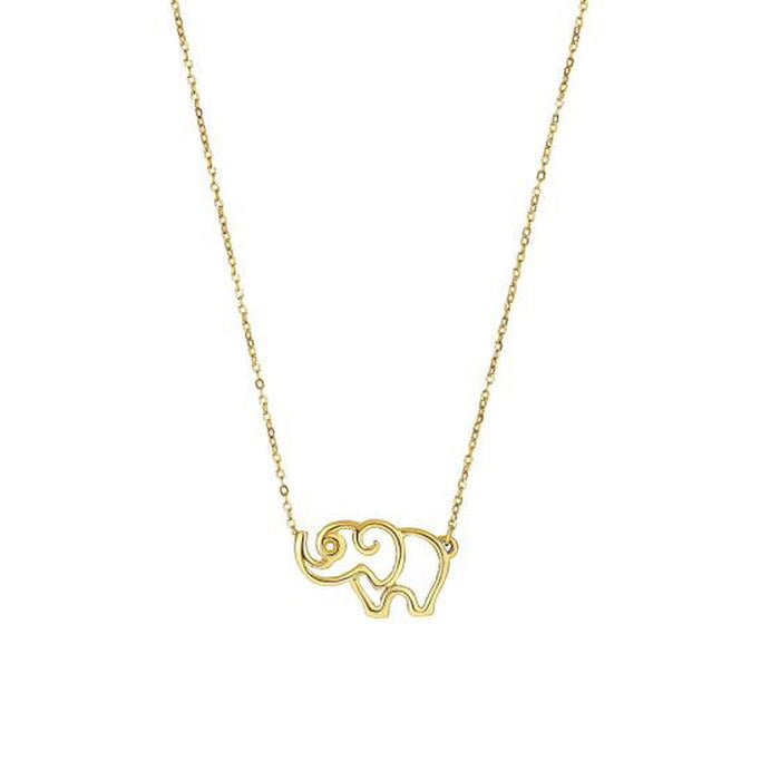 14k Yellow Gold Elephant Necklace by Avera Group