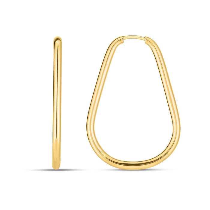 14k Yellow Gold Endless Pear Hoop Earrings by Avera Group