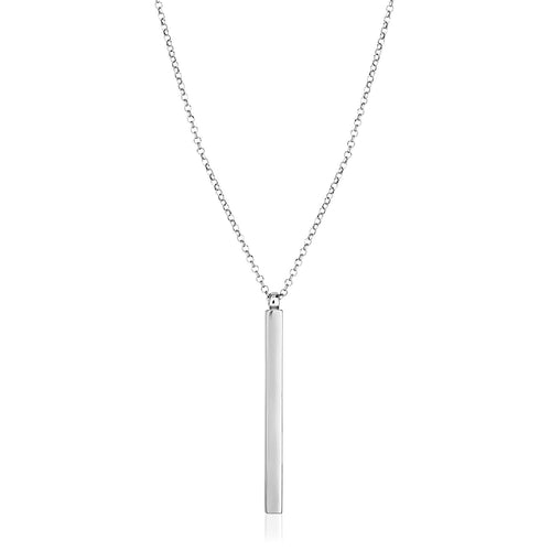 Sterling Silver 24 inch Necklace with Long Polished Bar Pendant by Avera Group