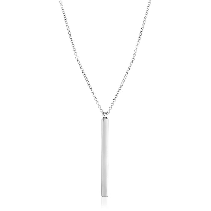 Sterling Silver 24 inch Necklace with Long Polished Bar Pendant by Avera Group