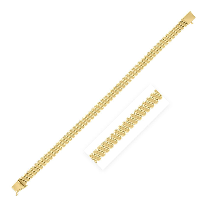 14k Yellow Gold Rib Link Bracelet by Avera Group