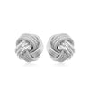 14k White Gold Love Knot with Ridge Texture Earrings