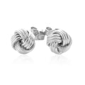 14k White Gold Love Knot with Ridge Texture Earrings by Avera Group