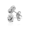 14k White Gold Love Knot with Ridge Texture Earrings by Avera Group