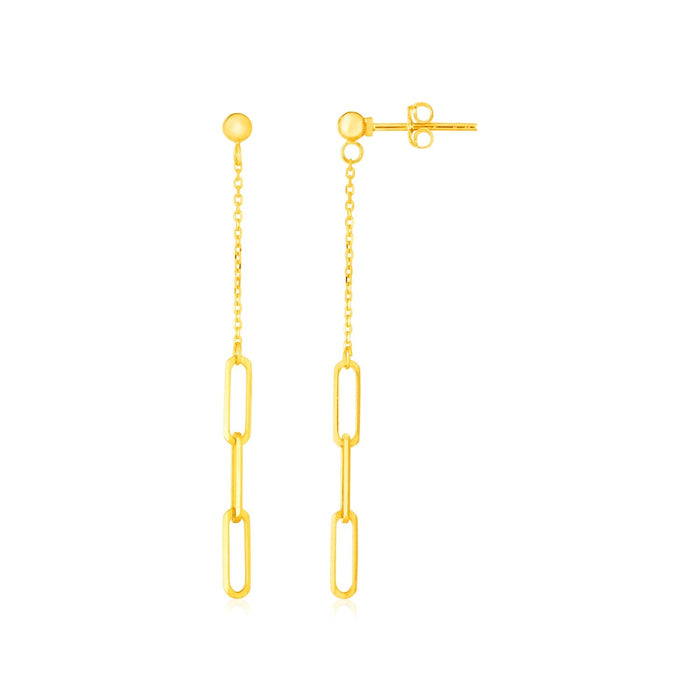 14K Yellow Gold Paperclip Chain and Fine Link Earrings by Avera Group