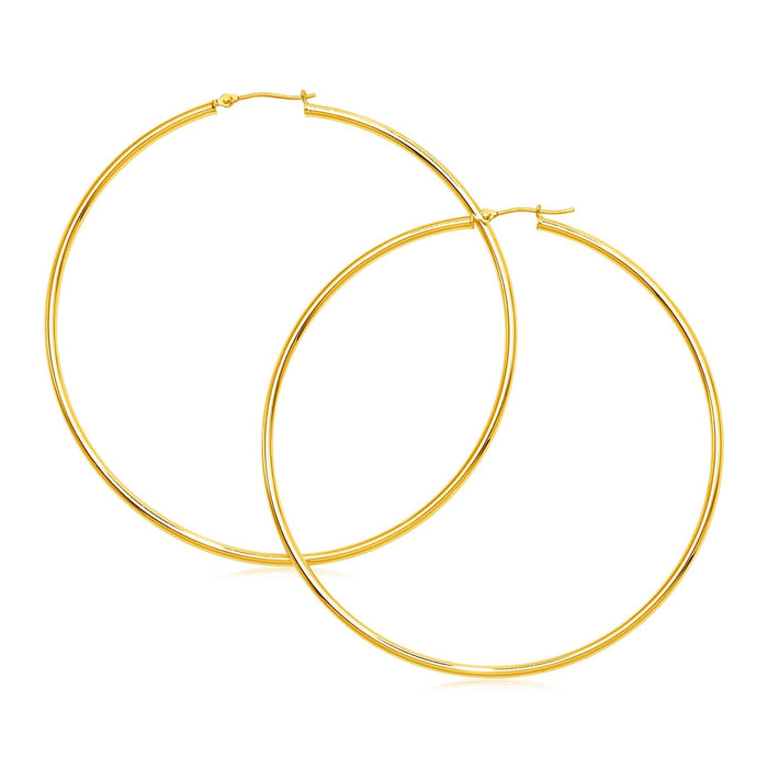 14k Yellow Gold Large Polished Hoop Earrings(2x70mm) by Avera Group