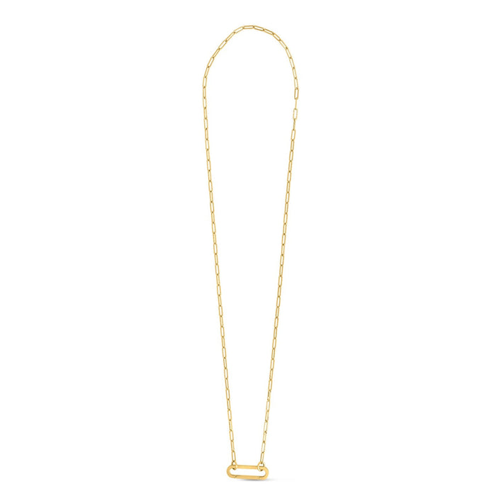 14k Yellow Gold Elongated Link Paperclip Necklace by Avera Group
