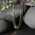 14k Two Tone Gold Pave Curb Chain (7.00 mm) by Avera Group