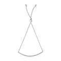 14k White Gold Smooth Curved Bar Lariat Design Bracelet (1.00 mm) by Avera Group