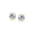 14k Yellow Gold Stud Earrings with White Hue Faceted Cubic Zirconia(6mm) by Avera Group