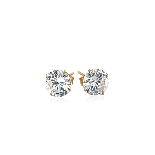 14k Yellow Gold Stud Earrings with White Hue Faceted Cubic Zirconia(6mm) by Avera Group