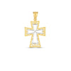 14k Two Tone Gold High Polish Diamond Cut Cross Pendant