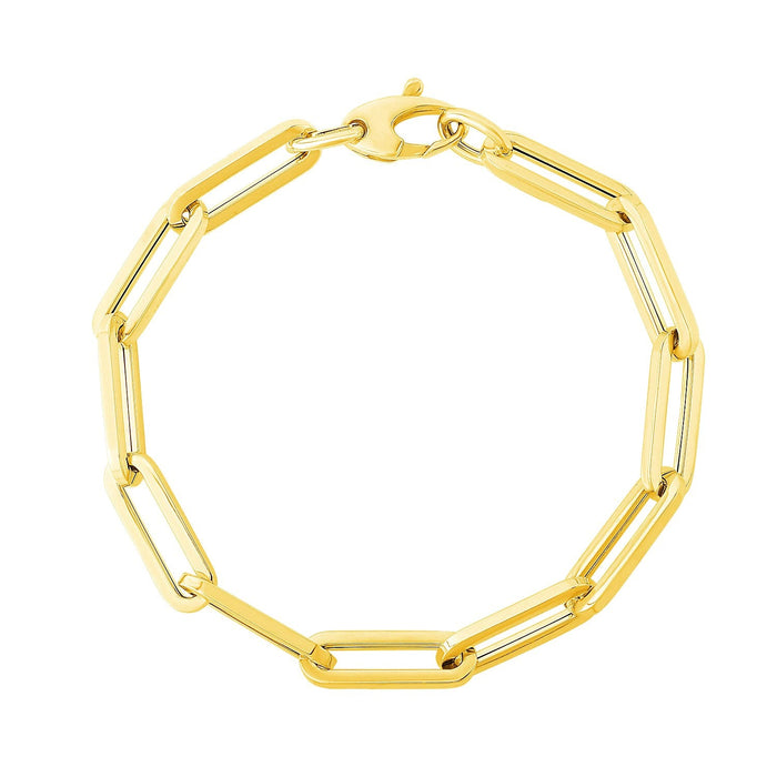 14K Yellow Gold Extra Wide Paperclip Chain Bracelet (6.10 mm) by Avera Group