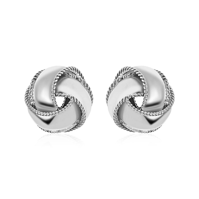 Textured and Polished Love Knot Earrings in Sterling Silver(13mm) by Avera Group