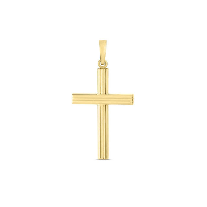 14k Yellow Gold High Polish Ribber Cross Pendant by Avera Group