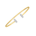14k Two Tone Gold Diamond Tee Bar Bangle by Avera Group