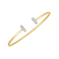 14k Two Tone Gold Diamond Tee Bar Bangle by Avera Group