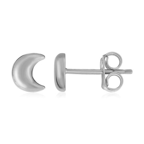 14k White Gold Post Earrings with Moons by Avera Group